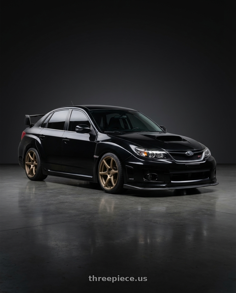 Black 2013 Subaru Impreza wrx Sti  with Kansei K11B Tandem 5x114.3 18x9.5 22 Bronze wheels