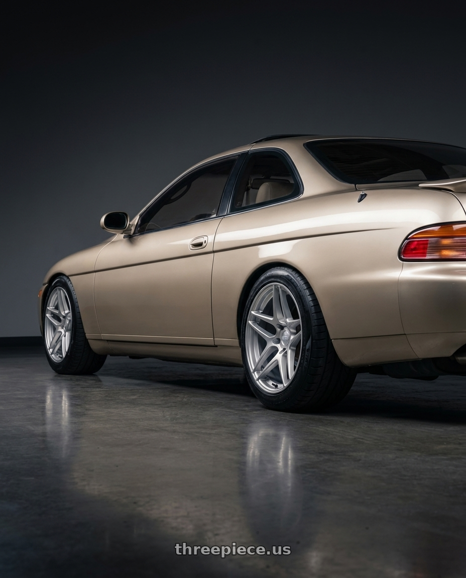 1993 Lexus sc400 with Kansei K15H Astro 5x114.3 18x9 22 Hyper Silver wheels rear three quarter view meaty tires