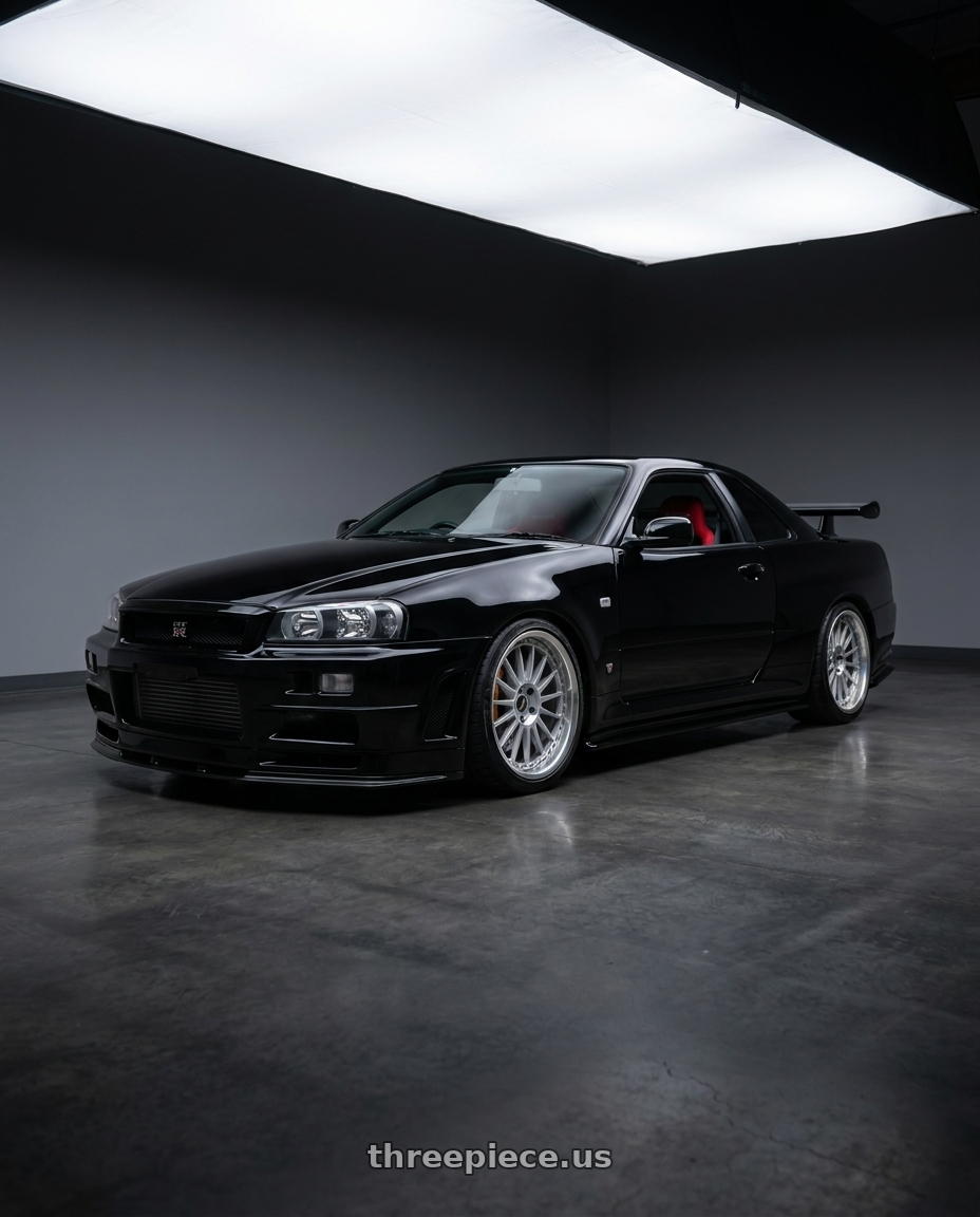 2000 nissan skyline with Work Vs-Xx 5x100 18x7.5+45 A Disk Light Grey Silver wheels