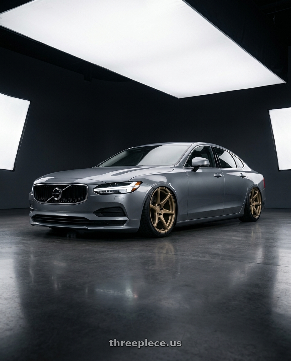 2020 Volvo S90 with Kansei K11B Tandem 5x114.3 19x10.5 22 Bronze wheels