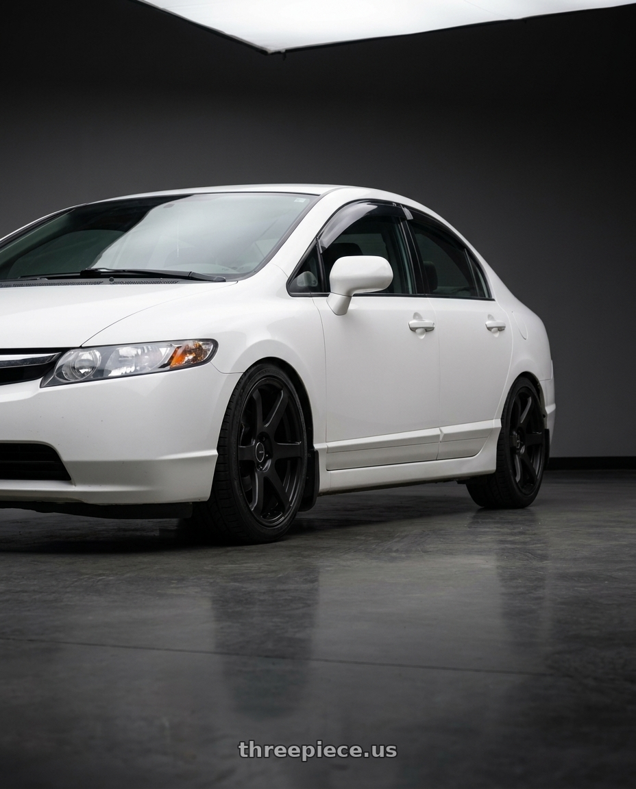 2007 honda civic ex with Enkei T6S 5x114.3 17x8+35 Matte Black wheels