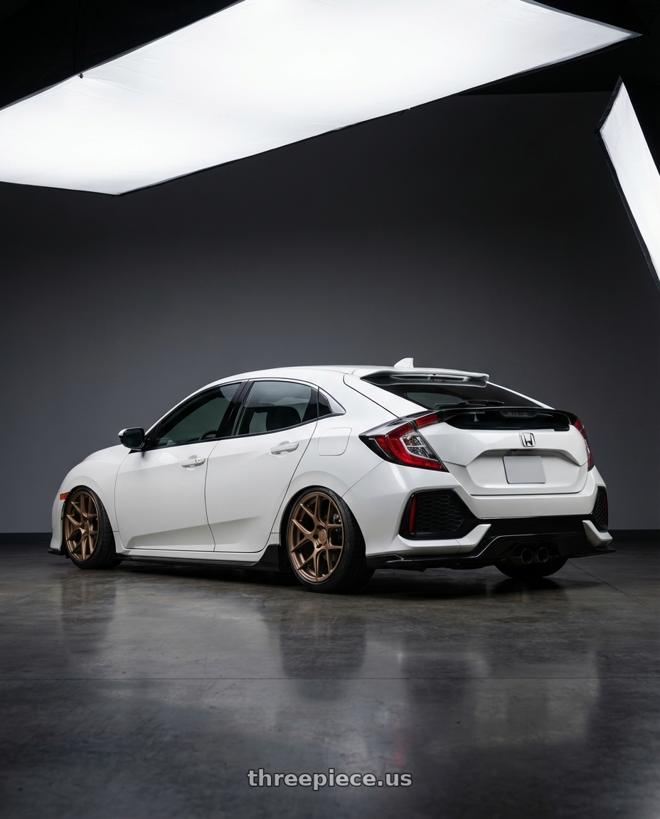 2019 Honda Civic with Aodhan AFF2 5x114.3 19x9.5+35 Matte Bronze wheels rear three quarter view slight stretch tires