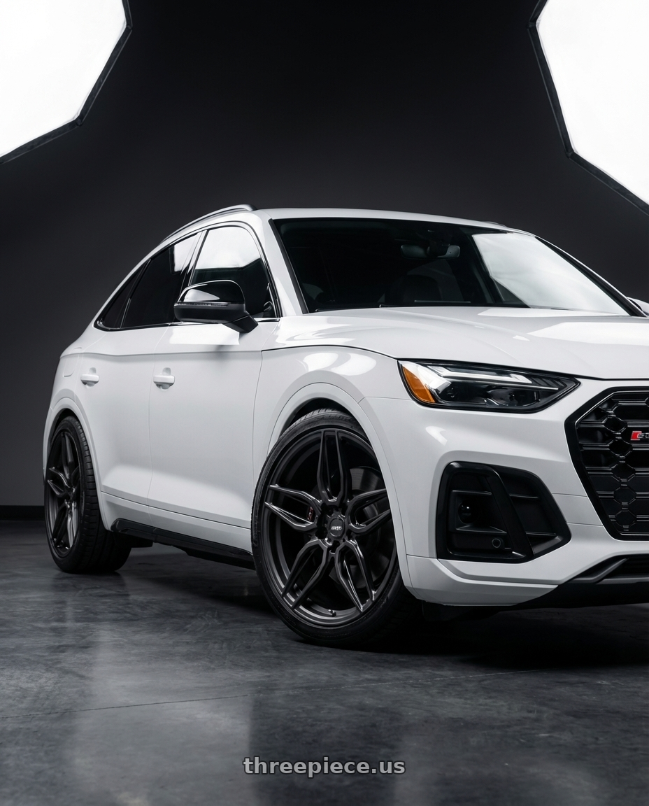 2022 Audi SQ5 Sportback, Glacier White with ADV.1 ADV005 5x112 21x10.5 +32 Satin Black wheels