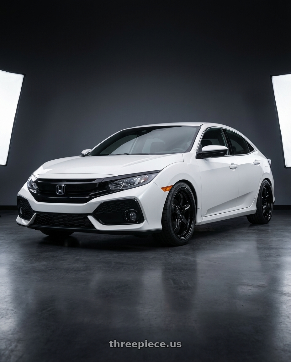 2019 Honda Civic with WedsSport RN-05M 5x114.3 18x8.5+38 Gloss Black wheels