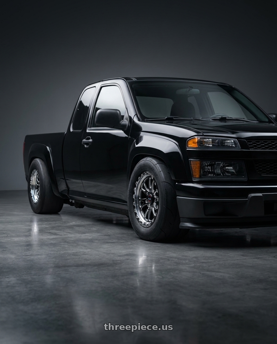2004 Chevy Colorado extended cab with WELD Performance Ventura 6 Beadlock 6x139.7 15x10 +38 Gloss Black/Milled Diamond Cut Lip wheels