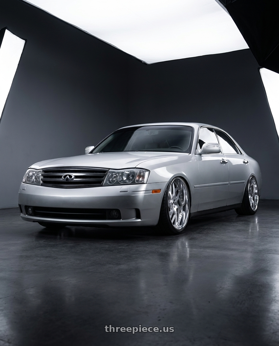 2004 Infiniti M45 with Amani Apollo 5x112/5x114.3 22x10 +38 Brush Center Chrome Lip wheels