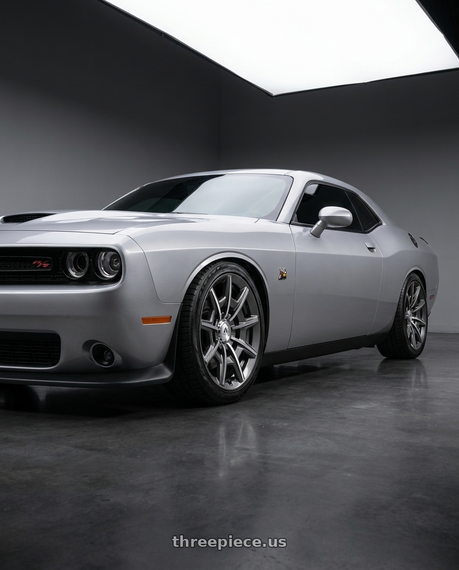 2023 dodge challenger scat pack with Asanti Black ABL-41 ESQUIRE 5X115/5X120 20X9 +15 GLOSS ANTHRACITE BRIGHT MACHINED wheels
