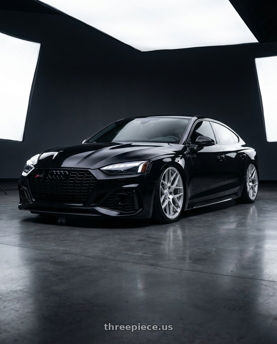 2022 Audi RS5 with Aodhan AFF2 5x112 20x10.5+35 Gloss Silver Machined Face wheels