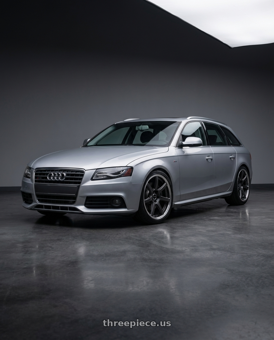 2011 Audi A4 Avant with Work Emotion T7R 2P wheels front three quarter view lowered stance