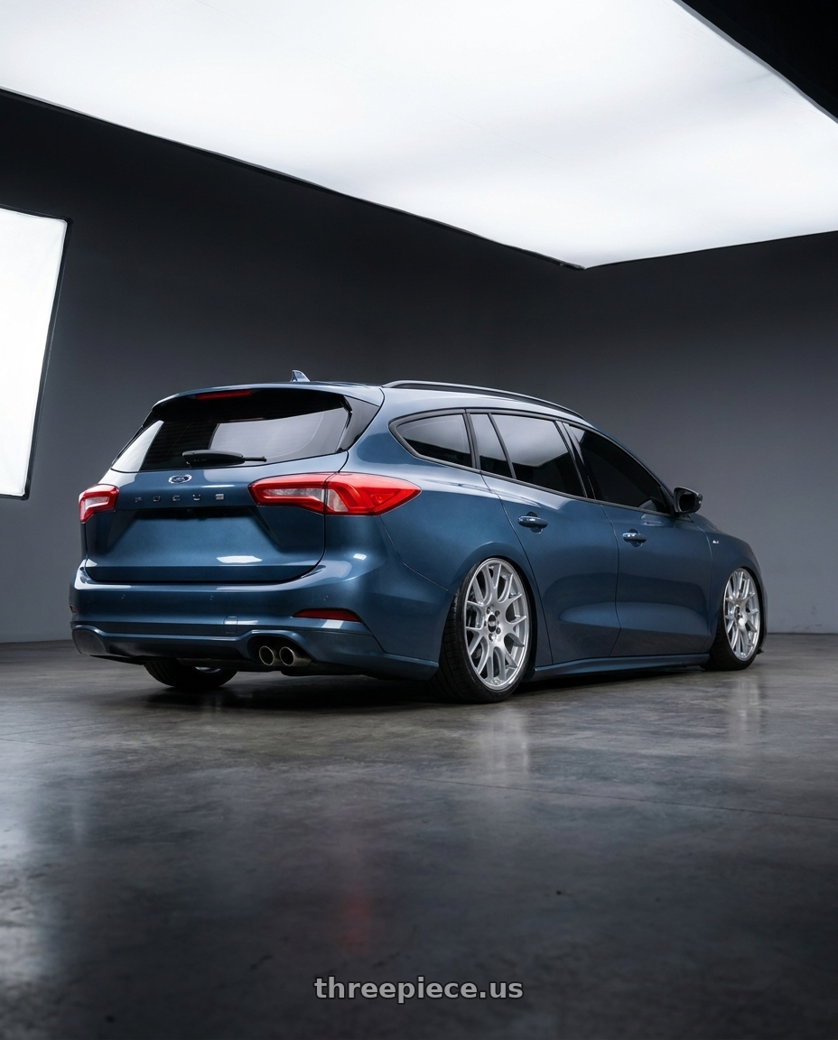 2023 focus wagon mk4.5星燄藍 with BBS CH-R 5x120 18x9 +44 Brilliant Silver Polished Rim Protector wheels rear three quarter view slight stretch tires