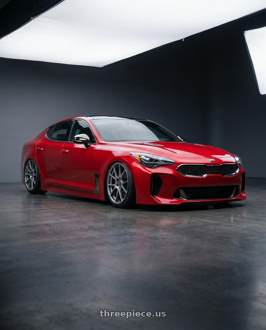2022 Kia Stinger GT with Ssr Gtv04 5x114.3 19×8.5x8.5+38  METALLIC GRAY wheels