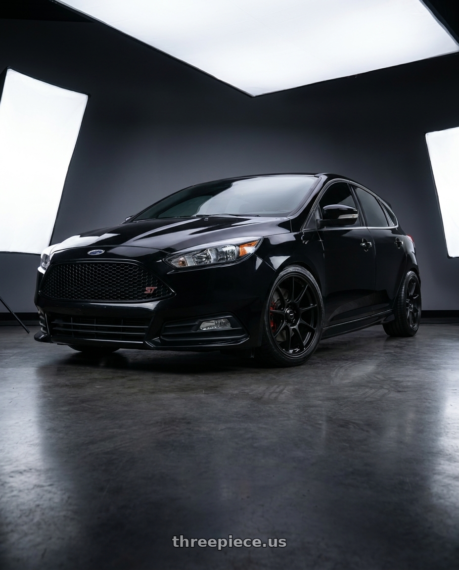 2017 Ford Focus St with Konig Dekagram 5x114.3 19x8.5+43 Semi-Matte Black wheels