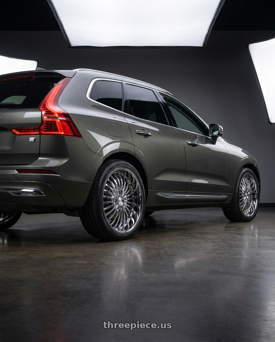 2022 volvo XC60 Inscription with Strada Spina 5x108/5x114.3 20x8 +40 Chrome wheels rear three quarter view square tires