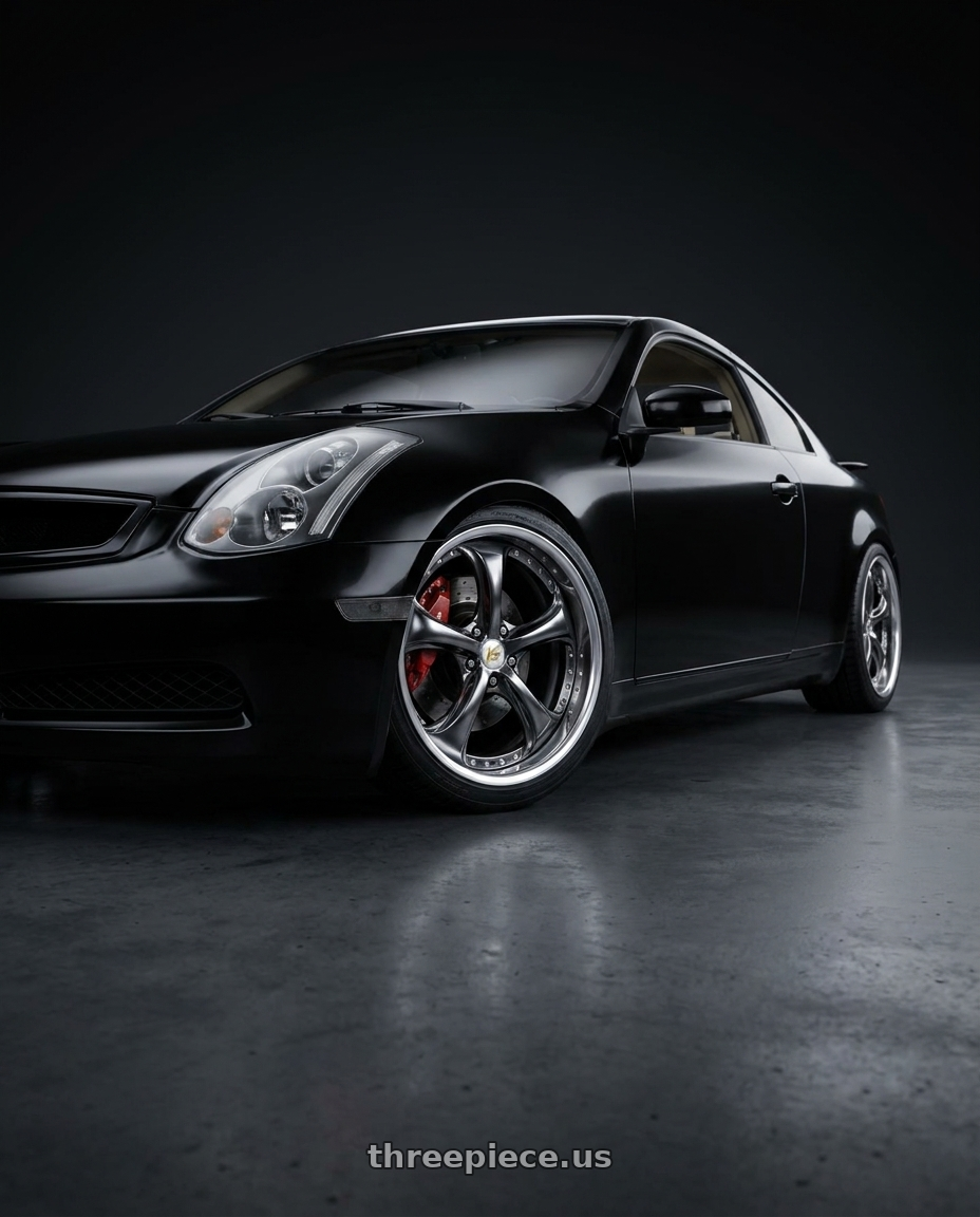 2005 infinity g35 with Work Wheels VS-KF 5X114.3 19x9.5+22 Brilliant Silver Black L Disk FULL REVERSE wheels