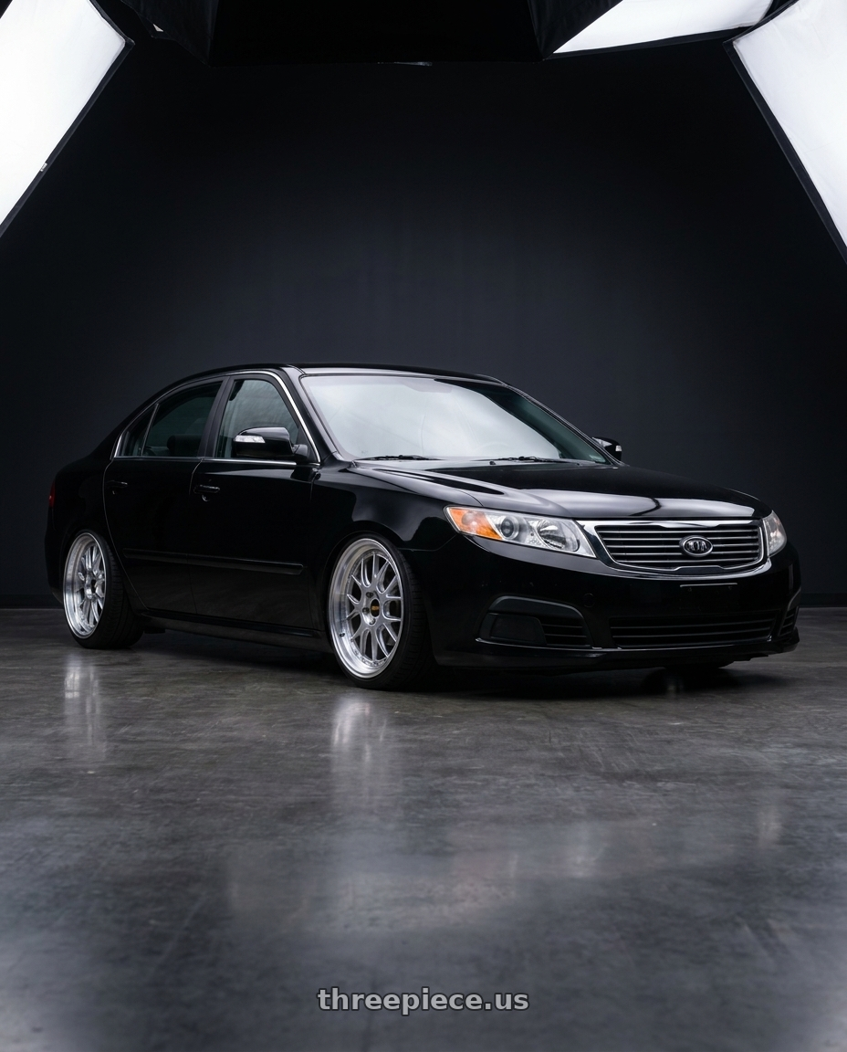 2009 kia optima black with BBS LM-R 5x114.3 19x8.5+43 Diamond Silver wheels