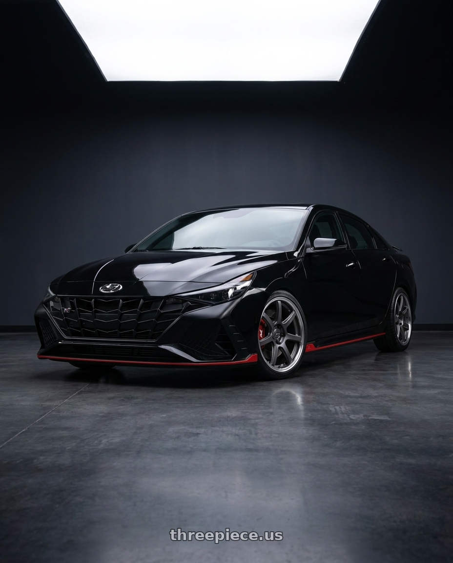2023 Hyundai Elantra N with Work T7r 2P 5x114.3 19x8.0 +45 Matte Gunmetal wheels