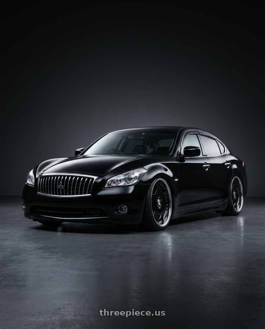 2015 Mitsubishi Proudia with Work Lanvec Ld1 5x114.3 18x7+38 A Disk Black wheels