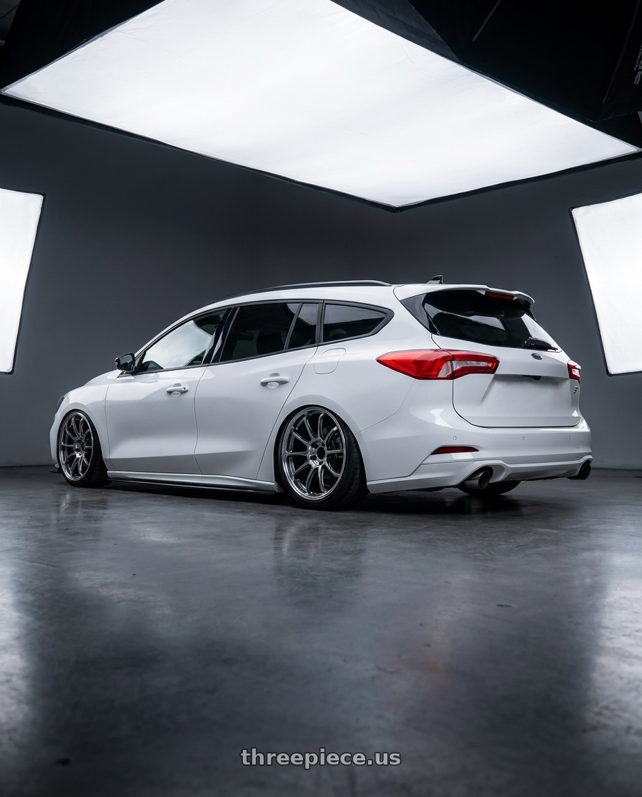 2020 ford focus st wagon with Advan Racing RZ-DF2 5x114.3 19x9.0 +35 DIAMOND CUT & HYPER PLATINUM BLACK wheels rear three quarter view square tires