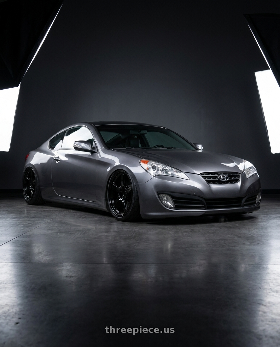 2014 Hyundai Genesis Coupe with Gram Lights 57CR 5x114.3 19x9.5+45 Glossy Black wheels