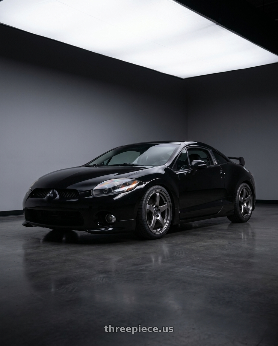 2008 Mitsubishi Eclipse 4G Black with Enkei PF05 5x114.3 19x8.5+38 Dark Silver wheels