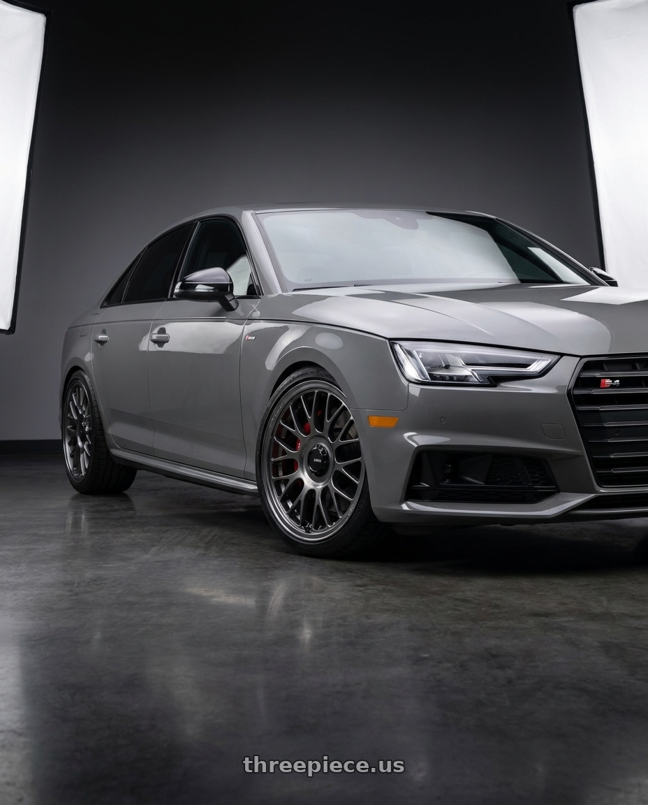 2019 Audi s4 with Konig MRK1 5X112 19x8.5+42 Hyper Carbon - Gloss Black Gear Cap/Logo/Cover Plate wheels