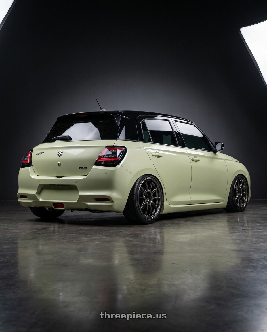 2026 Suzuki swift with WedsSport TC105X 4x100 16x7.0+36 EJ Titan wheels rear three quarter view square tires