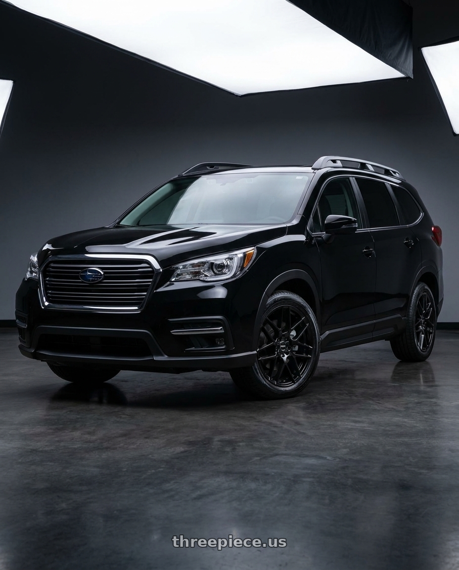 2025 Subaru Ascent Onyx Touring Crystal Black Silica with Motiv 435B Foil 5x114.3/5X120 20x8.5 +40 Gloss Black wheels