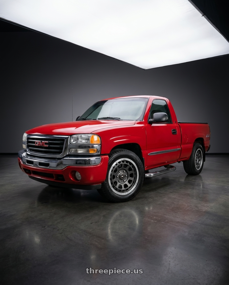 2004 gmc sierra 1500 fire with Work Crag T-Grabic 6x139.7 17x8 +20  matte gunmetal rim cut wheels