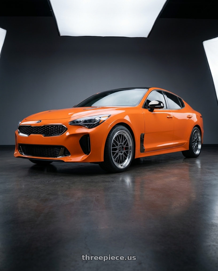 2019 KIA stinger gts  with Vors VR8 5x114.3 19x8.5  +35 Hyper Black Machine Lip Chrome Rivet wheels