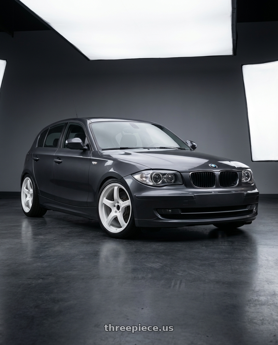 2012 BMW 1 Series E82 with Gram Lights 57CR 5x120 18x9.5+38 Ceramic Pearl wheels