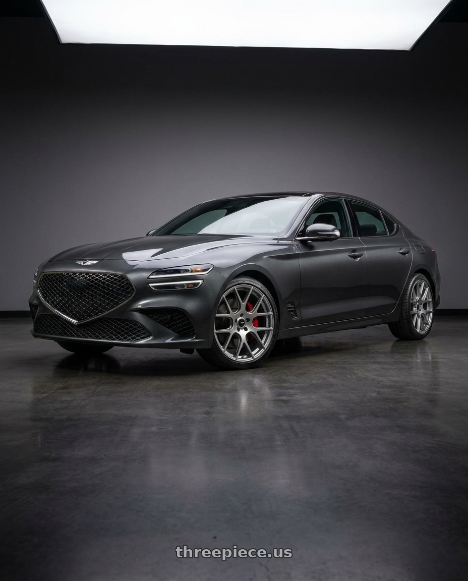 2023 Genesis G70 makalu grey with Enkei XM-6 5x114.3 18x8+35 Storm Gray wheels