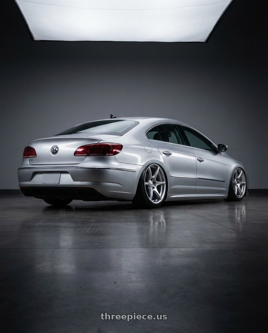 2015 Volkswagen CC with Kansei K11S Tandem 5X112 19x9.5 22 Hyper Silver wheels rear three quarter view slight stretch tires