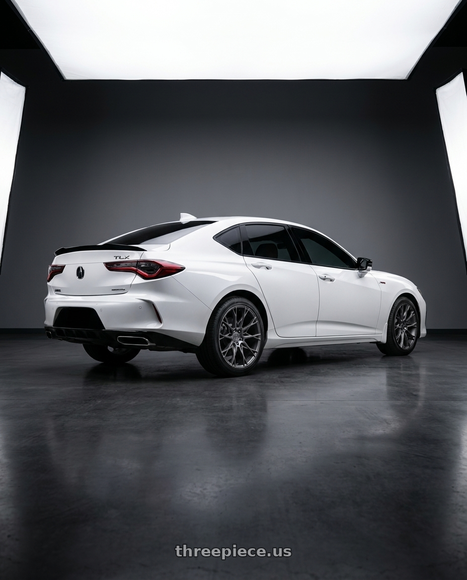 2022 Acura TLX Aspec AWD  with Niche 1PC M182 STACCATO 5X120 20X9 +35 MATTE ANTHRACITE wheels rear three quarter view square tires