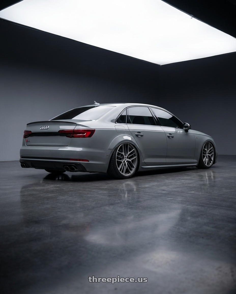 2023 Audi S4 B9 with BBS CC-R 5x112 20x9.5+42 Graphite w/ Diamond Cut Face wheels rear three quarter view slight stretch tires