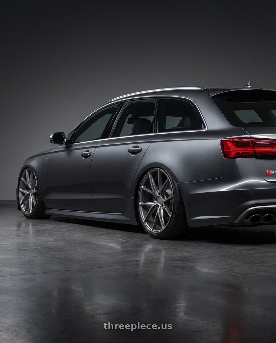 2016 Audi S6 C7 with Niche 1PC M116 MISANO 5X112 20X10.5 +27 MATTE GUN METAL wheels rear three quarter view slight stretch tires