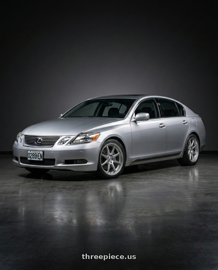 2006 Lexus gs300 with Work Gnosis Cv201 5x114.3 19x10.5+45 W Disk Brush Silver Clear wheels