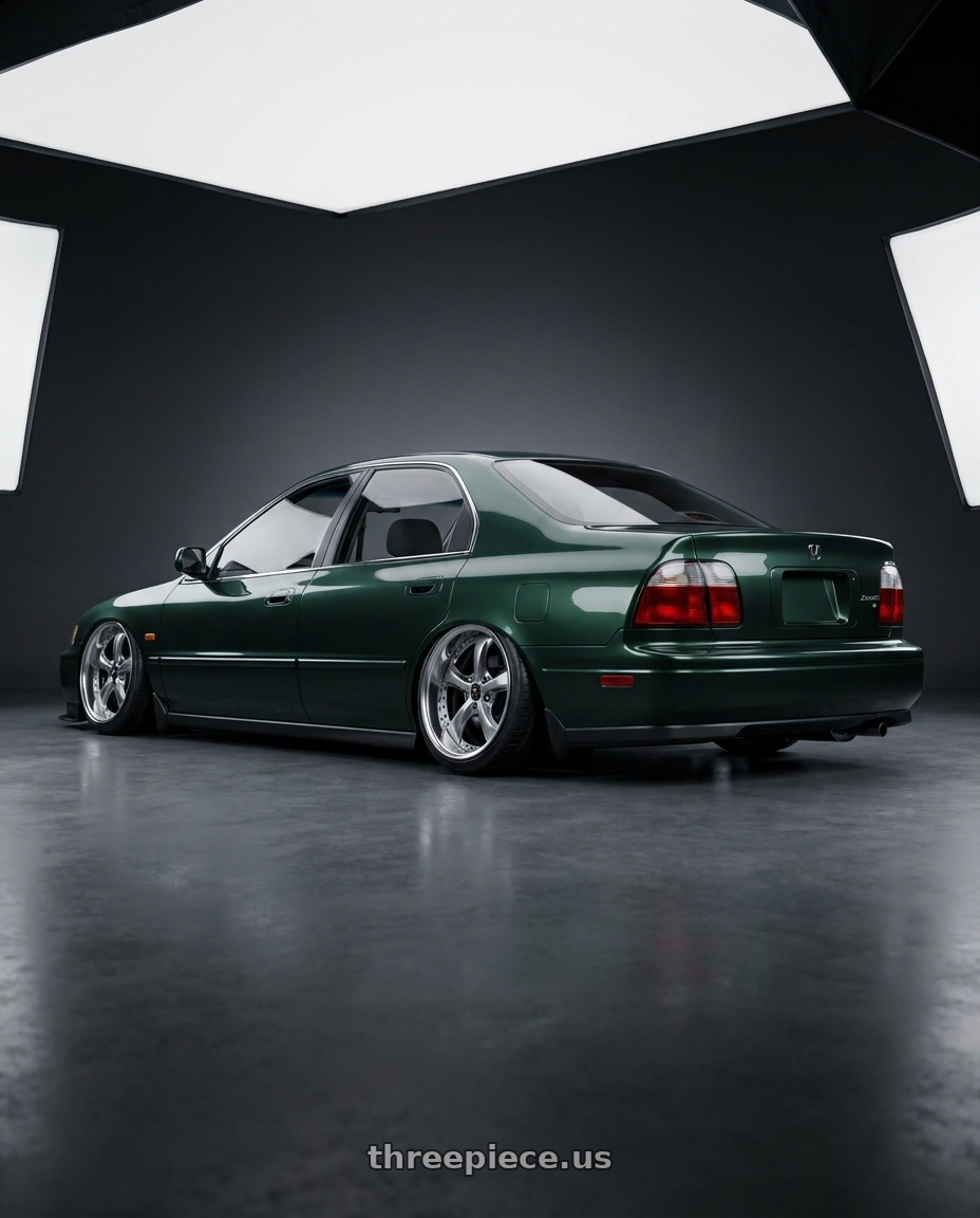 1997 Honda accord se cd5 with Work Wheels VS-KF 5X114.3 19x7.5+40 Brilliant Silver Black O Disk FULL REVERSE wheels rear three quarter view slight stretch tires
