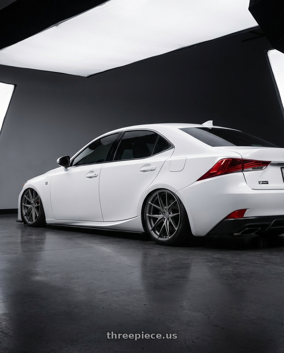 2018 Lexus IS 350 F Sport with Niche 1PC M116 MISANO 5X114.3 19X9.5 +35 MATTE GUN METAL wheels rear three quarter view slight stretch tires