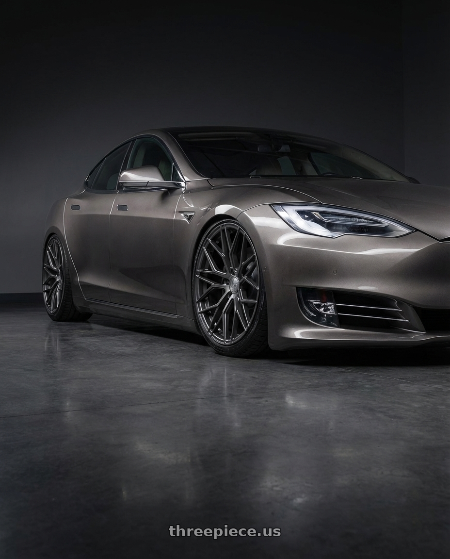2018 Tesla Model S with Avant Garde Wheels M520R 5X120 21x12 +52 Dark Graphite Metallic wheels