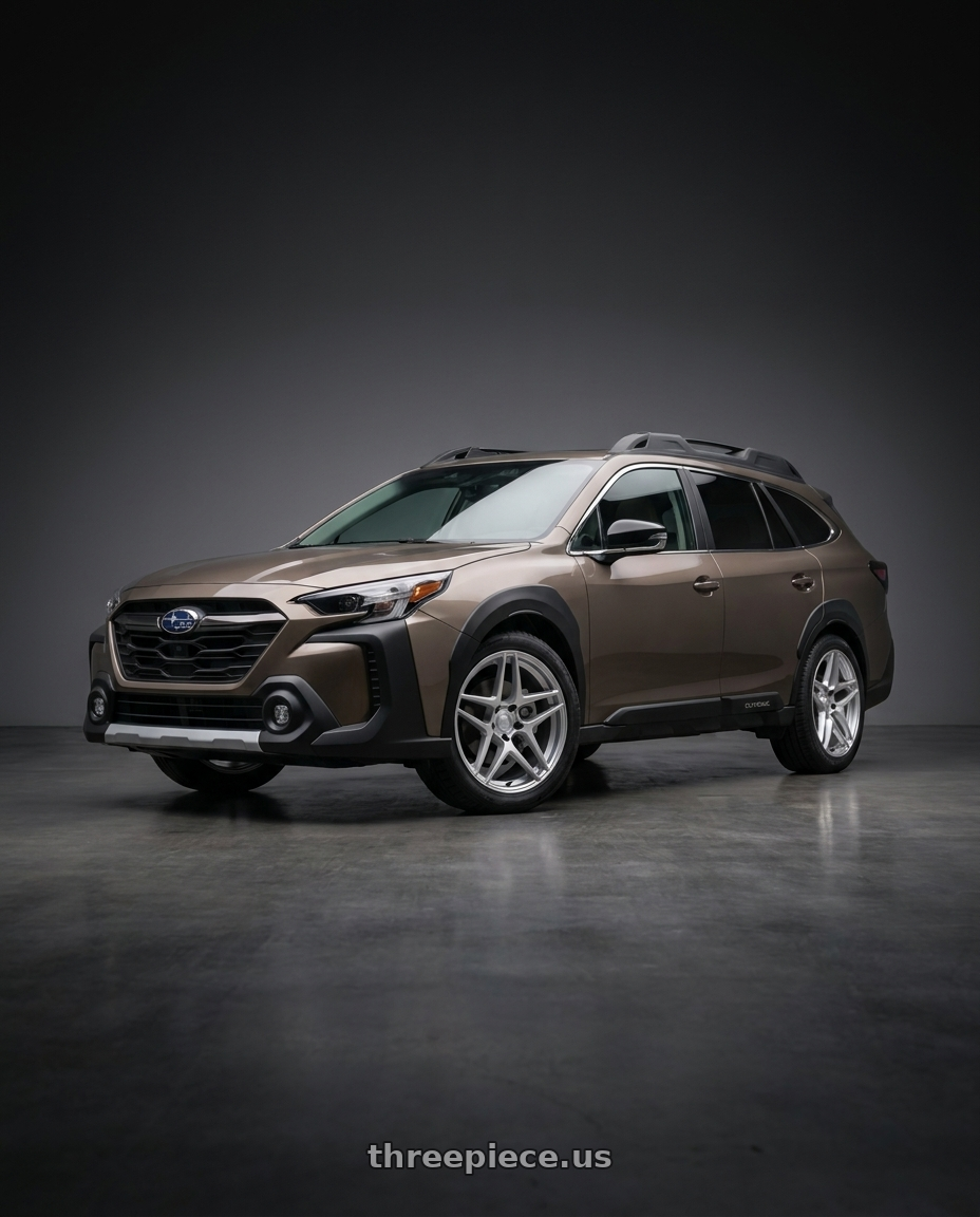 2024 Subaru Outback with Kansei K15H Astro 5X100 18x9 22 Hyper Silver wheels