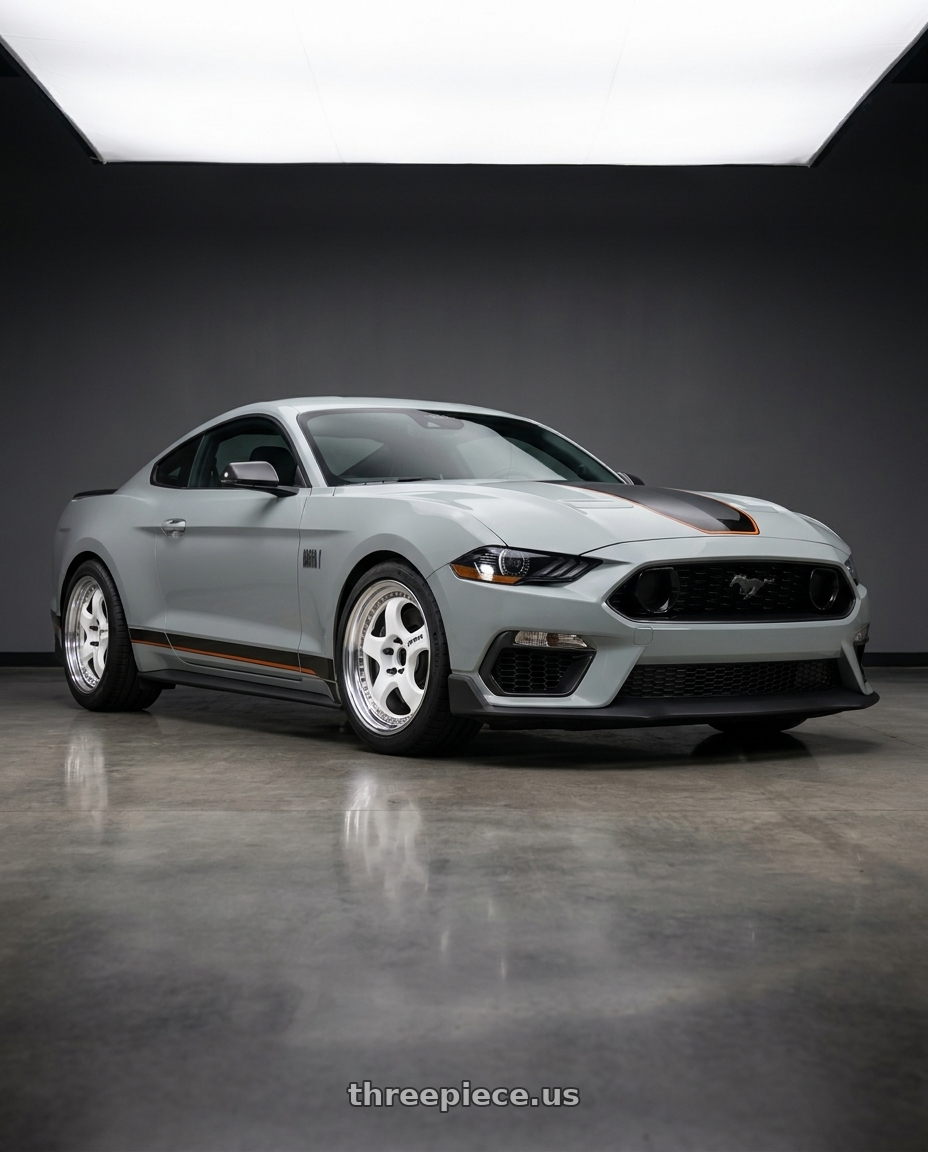 2021 Ford Mustang Mach 1 with Work Meister S1 3P 5x114.3 19x8.5+38 R Disk White wheels