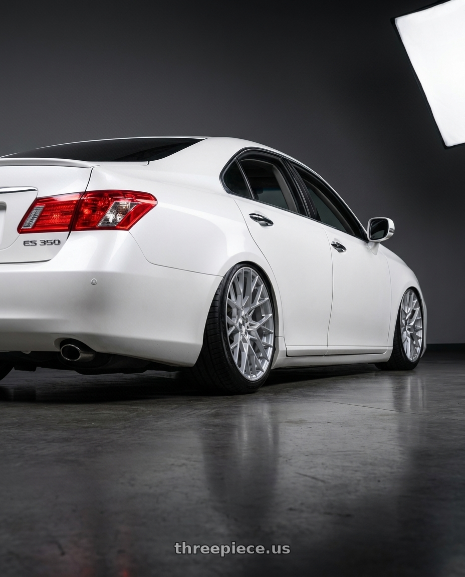 2007 Lexus es 350 with TSW SEBRING 5X114.3 19X8.5 +20 SILVER W/  MIRROR CUT FACE wheels rear three quarter view meaty tires