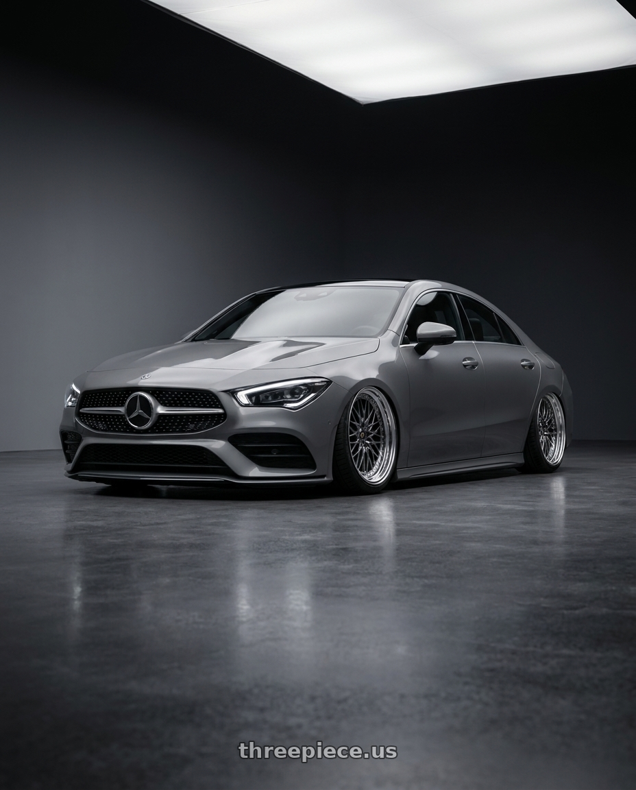 2026 Mercedes CLA-200 gray with Work Vs-Xv 5x100 18x7+15 A Disk Brilliant Silver Black wheels