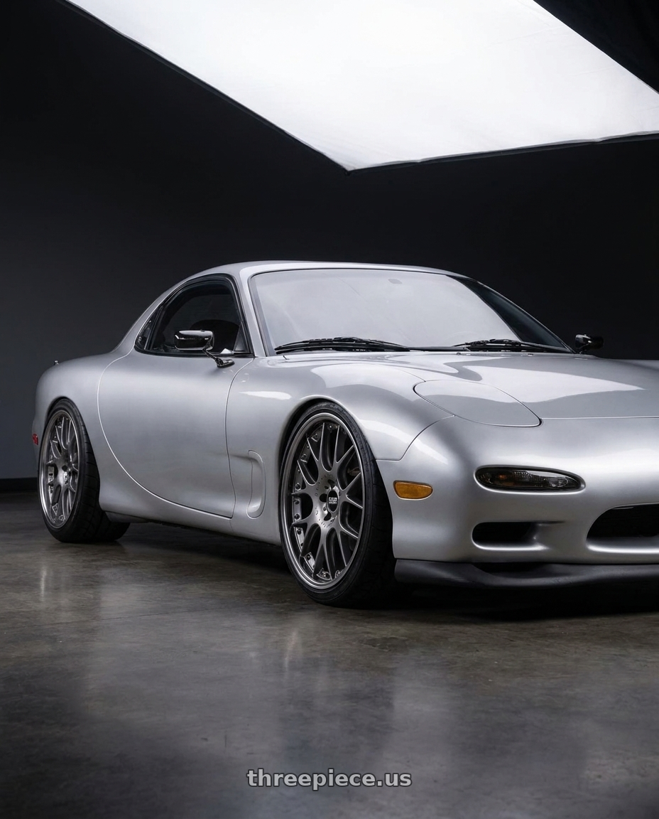1993 Mazda RX7 with BBS CH-RII 5x130 20x11.5 +47 Satin Platinum Center Black Lip Stainless Rim Protector wheels