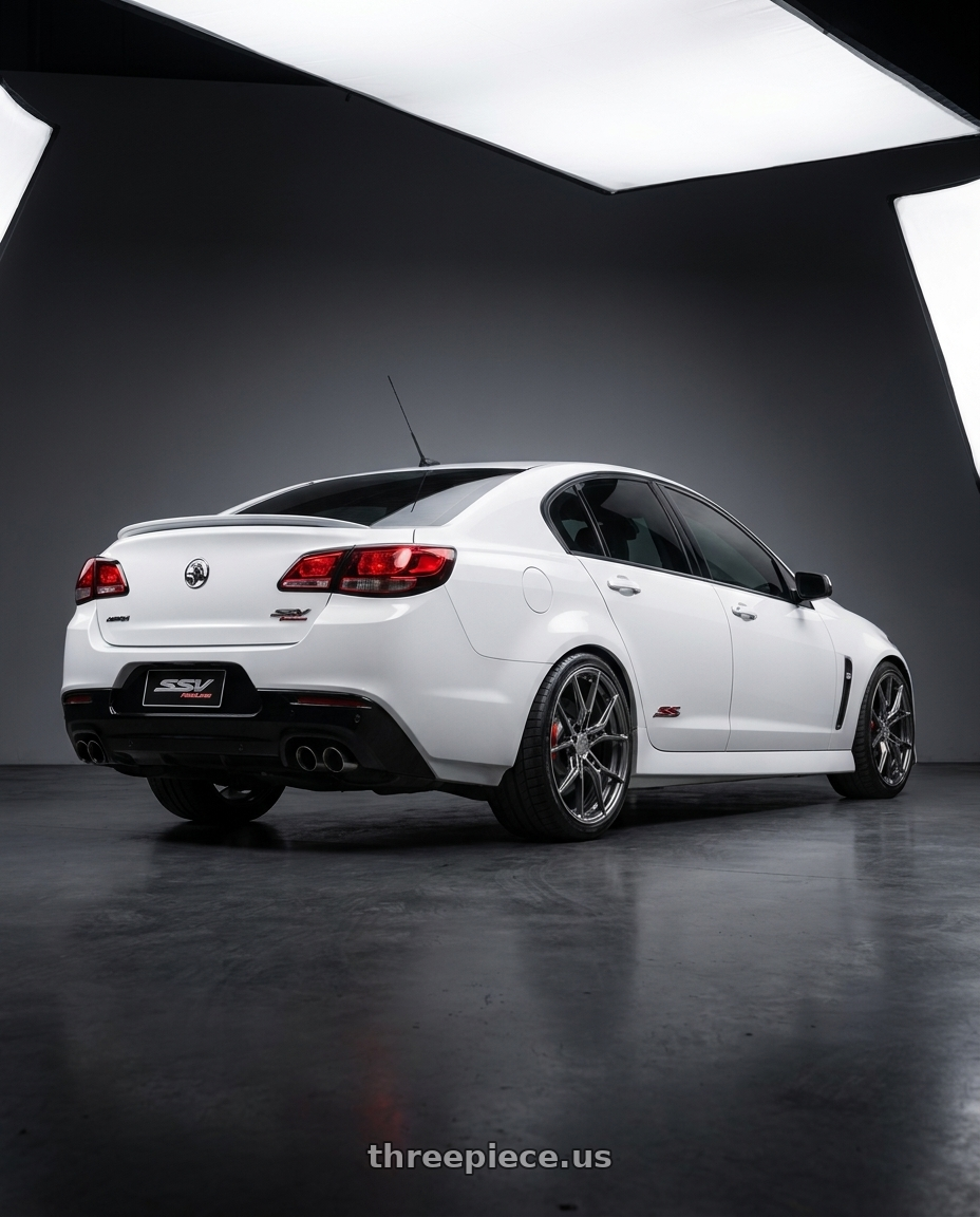2016 Holden Commodore ssv redline with E5 Wheels Daytona 5x120.65 20x11+73 TIU wheels rear three quarter view square tires