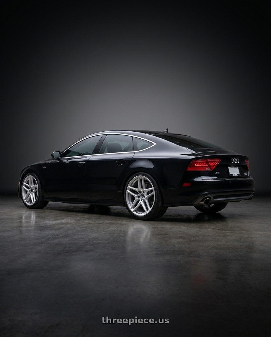 2012 audi A7 with Heritage Wheel EBISU MonoC 5x112 18x8.5+35 Silver wheels rear three quarter view square tires