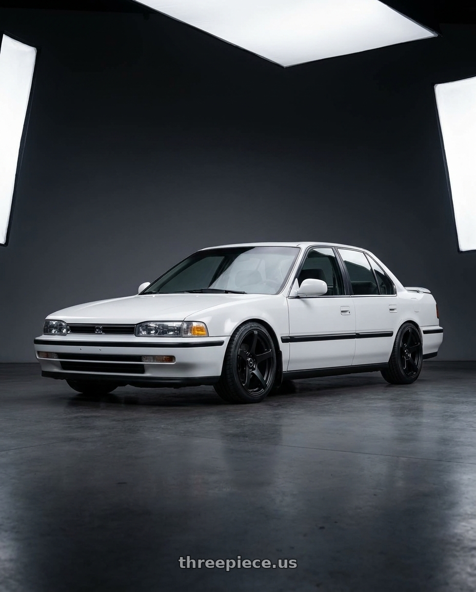 1992 Honda Accord EX Sky with Enkei Kojin 5x114.3 17x8+40 Matte Black wheels
