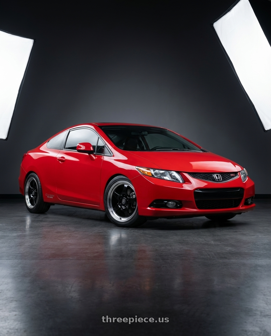 2011 Honda Civic Si with Forgestar D5 Drag 5x114.3 17x5 -21 Gloss Black Machined wheels