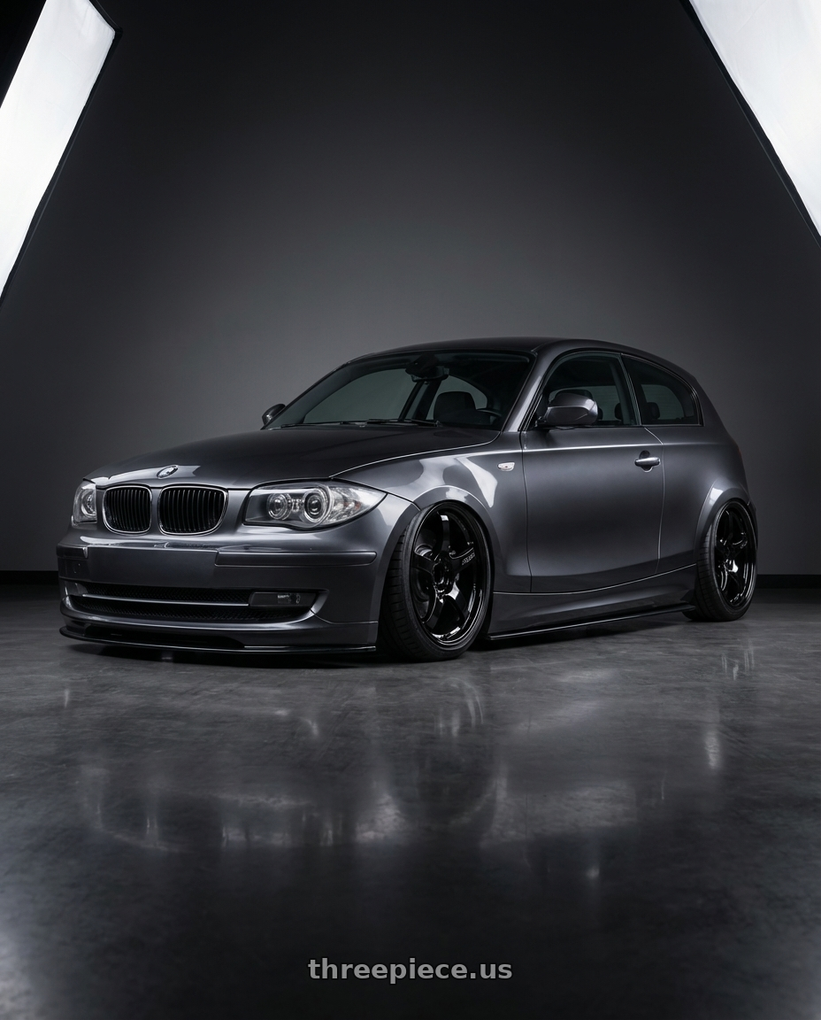 2012 BMW 1 Series E82 with Gram Lights 57CR 5x120 19x10.5+22 Glossy Black wheels