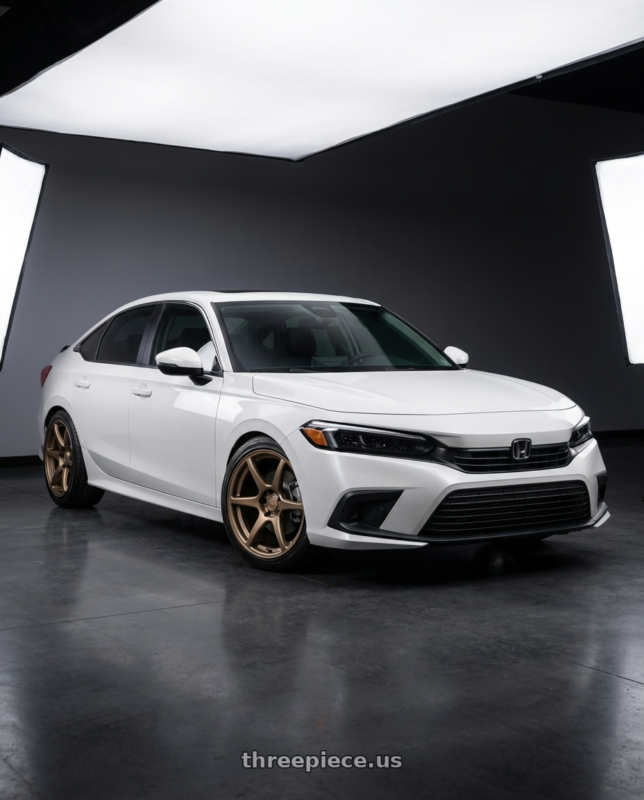 2022 Honda civic with Kansei K11B Tandem 5x114.3 18x8.5 35 Bronze wheels
